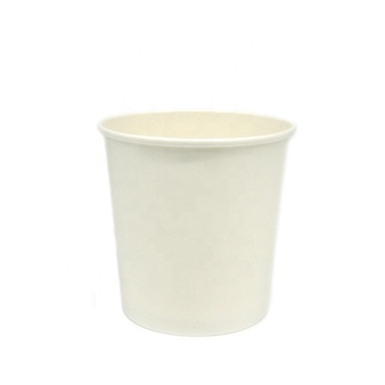 Одноразовые белые жиронепроницаемые бумажные стаканчики для супа с крышками