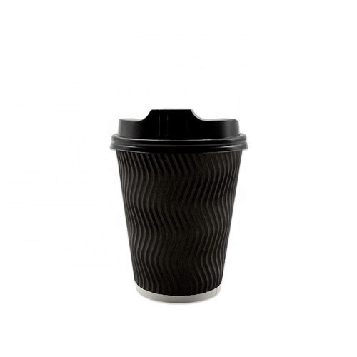 ถ้วยกระดาษพร้อมฝาปิด 12OZ Ripple Wall Paper Cup for Hot Drinks