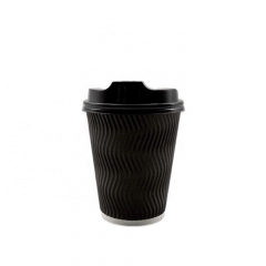 Paper Cup with Lid 12OZ Ripple Wall Paper Cup for Hot Drinks