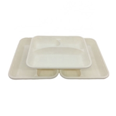 Disposable 3 Compartment Cornstarch Cutlery Tray With Lid