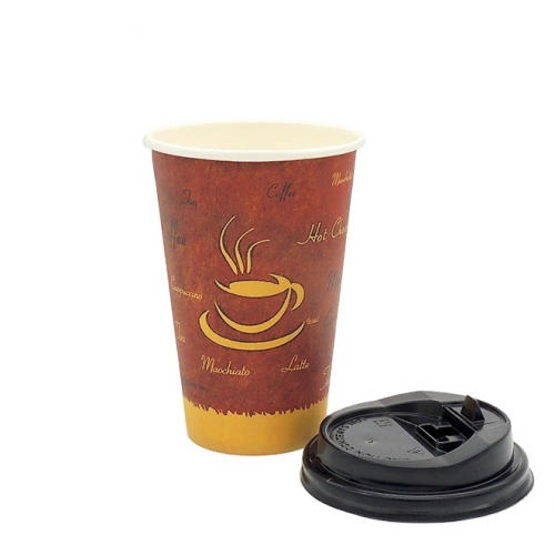 袖とふた付きの紙コーヒーカップ