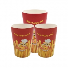 เป็นมิตรกับสิ่งแวดล้อม French Fry Custom Paper Cups ภาชนะบรรจุอาหารแบบใช้แล้วทิ้งที่มีสีสัน