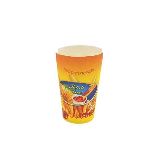 Vaso de papel de papas fritas disponible doblado de cartón blanco de 12 oz