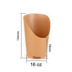 주문을 받아서 만들어진 로고 16oz Kraft 처분할 수 있는 감자 튀김 종이컵