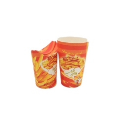 French Fry cup Munchie Cup Paper Food Container, Fold-Down Lid