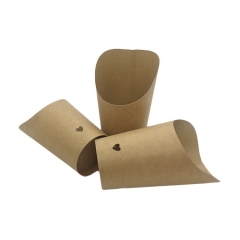 Одноразовые бумажные стаканчики для картофеля фри с покрытием из полиэтилена крафт-коричневого цвета