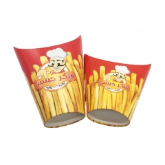 ชิปออกแบบ OEM กล่องบรรจุถ้วยกระดาษทิ้งขายส่ง French Fries Box