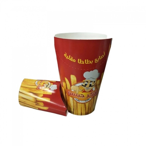 ชิปออกแบบ OEM กล่องบรรจุถ้วยกระดาษทิ้งขายส่ง French Fries Box