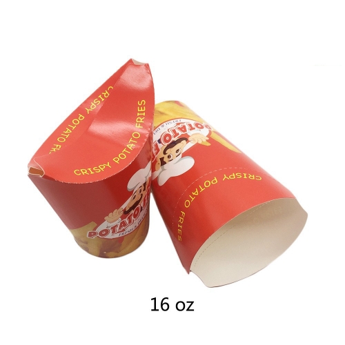 Подгонянный бумажный стаканчик для картофеля фри из крафт-бумаги с логотипом 16 унций
