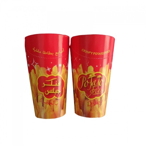 Envase de comida disponible colorido de encargo de las tazas de papel de las patatas fritas respetuosas del medio ambiente