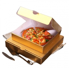 caja de pizza marrón con logo personalizado con papel corrugado