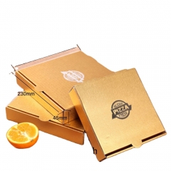 caixa de pizza marrom com logotipo personalizado com papel corrugado