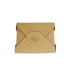 Recipiente de alimentos em formato quadrado de papel Kraft descartável para entrega no atacado