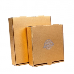 boîte à pizza marron avec logo personnalisé avec du papier ondulé