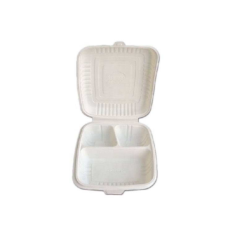3-Compartment Cornstarch Clamshell Food Container