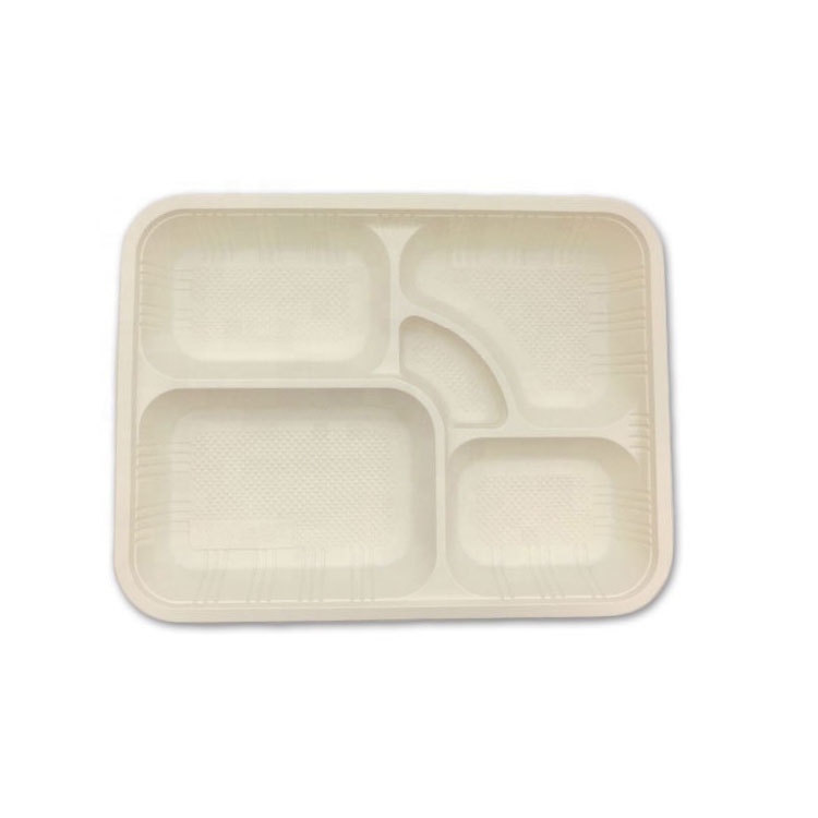 5-Compartment Cornstarch Tray With Lid