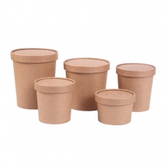 Biodegradable Disposable White Kraft Paper Soup Cups With Cover