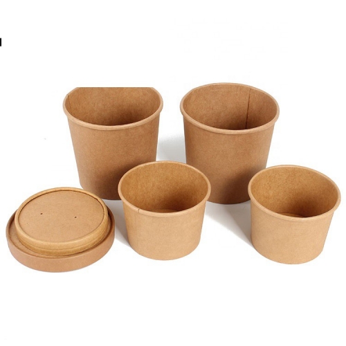 Tasses à soupe en papier jetables à emporter de récipient de nourriture biodégradable 26oz