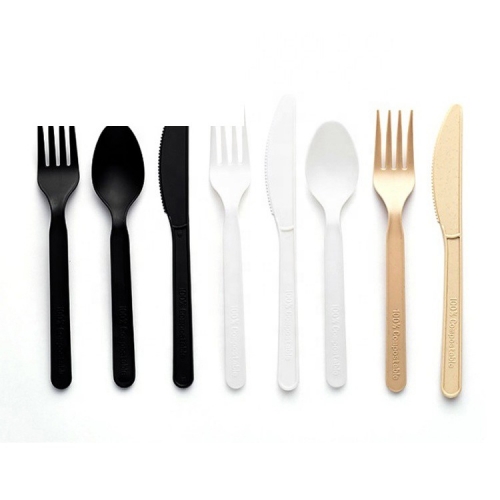 Wholesale price 100% compostable 7 Inch CPLA plastic cutlery disposable cutlery set