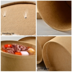 Copo de sopa para recipiente de macarro Kraft descartável com tampas