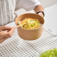 Papel del envase de comida para llevar 1000ml / cuenco de ensalada de encargo del papel de Kraft