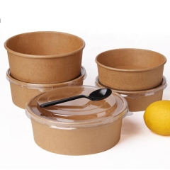 Food Use Biodegradable 24oz Salad Paper Bowls with PP lid