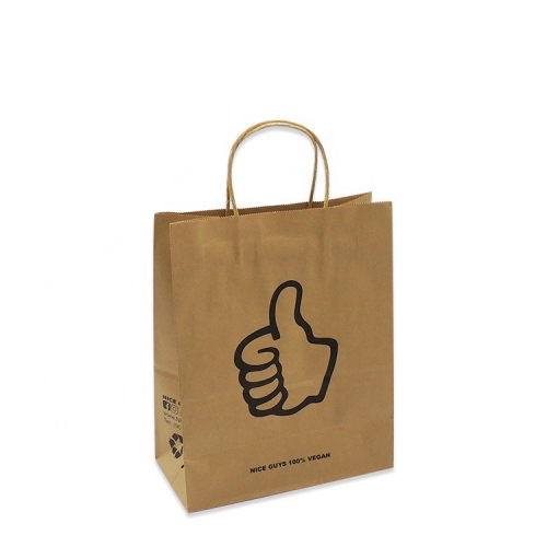 टिकाऊ हैंडल के साथ पुन: प्रयोज्य लोगो मुद्रित क्राफ्ट पेपर बैग
