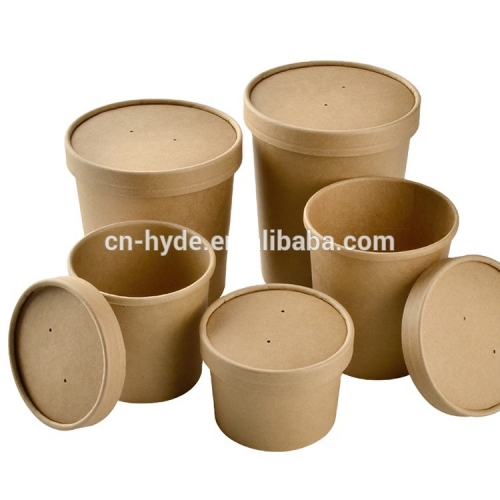 Disposable Kraft Noodle Container Soup Cup With Lids