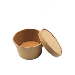 Бумажная миска для супа с крышкой Одноразовая чашка для супа из крафт-бумаги на 16 унций