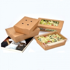 Caja de papel plegable de sushi para alimentos con ventana / tapa