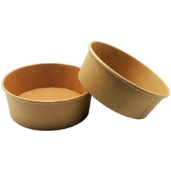 paper salad bowl 1500ML Reusable Kraft Paper Salad Bowl With Lid