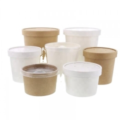 Vaso de sopa blanco Vaso de papel líquido caliente con tapa