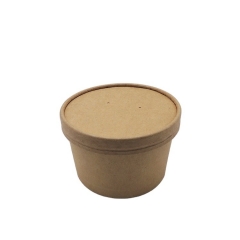 Бумажная миска для супа с крышкой Одноразовая чашка для супа из крафт-бумаги на 16 унций