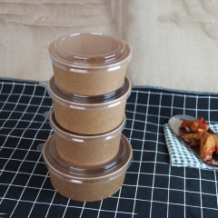 キャップ付き16OZプレーンクラフトペーパーボウルサラダ