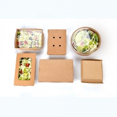 Caja de papel plegable de sushi para alimentos con ventana / tapa