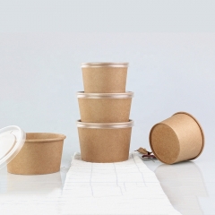 500ml Kraft Paper Food Container Bowl With Lid