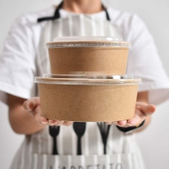 Papel del envase de comida para llevar 1000ml / cuenco de ensalada de encargo del papel de Kraft
