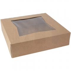 fast food packing box Custom brown kraft paper cake box with window
