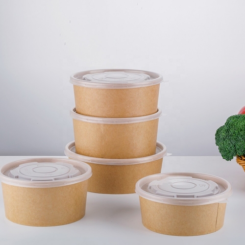 500ml Kraft Paper Food Container Bowl With Lid