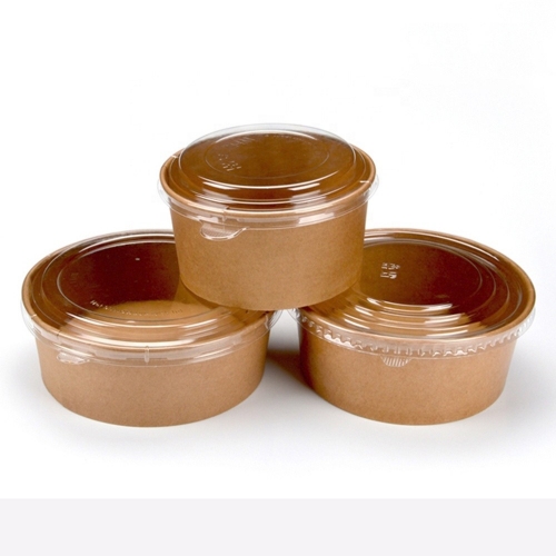 1500ml Paper Container For Food Kraft Paper Salad Bowl With Lid