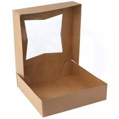 fast food packing box Custom brown kraft paper cake box with window