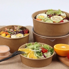 Recipiente de comida de papel kraft para viagem para salada