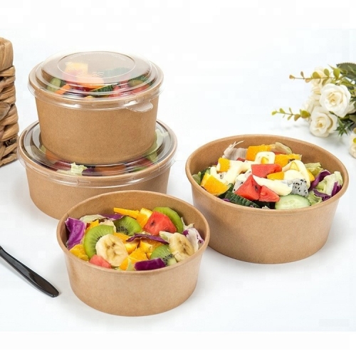 1090ml Disposable Salad Paper Bowl With Cover