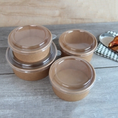 キャップ付き16OZプレーンクラフトペーパーボウルサラダ