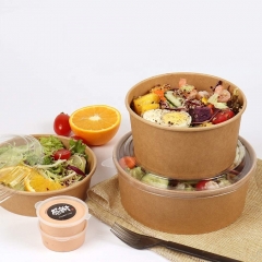 Recipiente de comida de papel kraft para viagem para salada