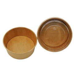 Food Grade Disposable Takeaway Kraft Salad Paper Bowl With Lid