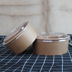 キャップ付き16OZプレーンクラフトペーパーボウルサラダ