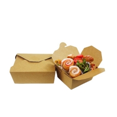 Fiambrera biodegradable Caja de empaquetado desechable de papel Kraft para comida para llevar