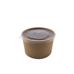 Taza de sopa impresa logotipo de encargo al por mayor 12oz del papel de Kraft con la tapa