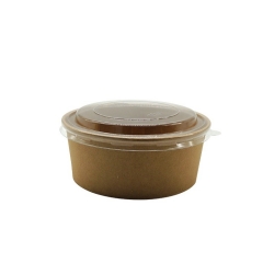 Food Grade Disposable Takeaway Kraft Salad Paper Bowl With Lid